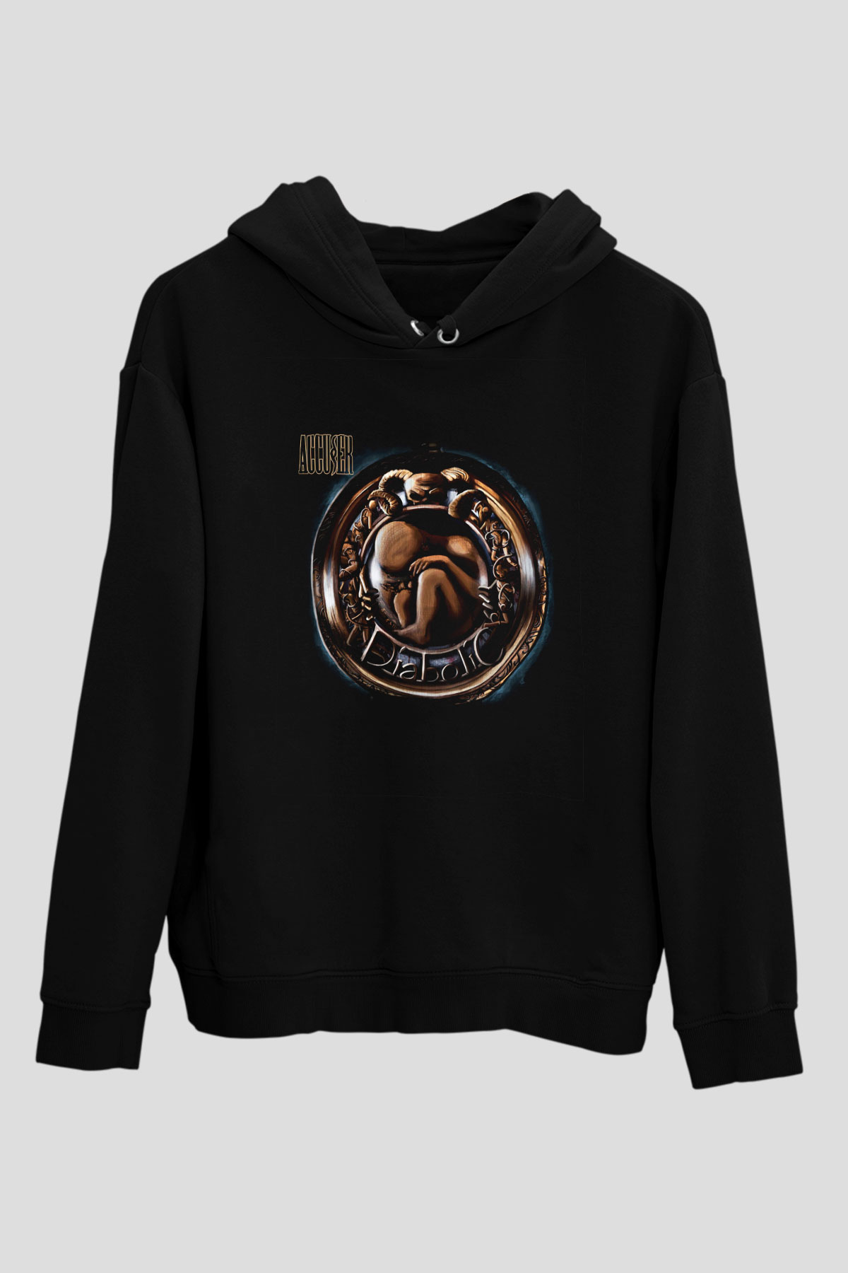 Accuser Baskılı Unisex Siyah Hoodie