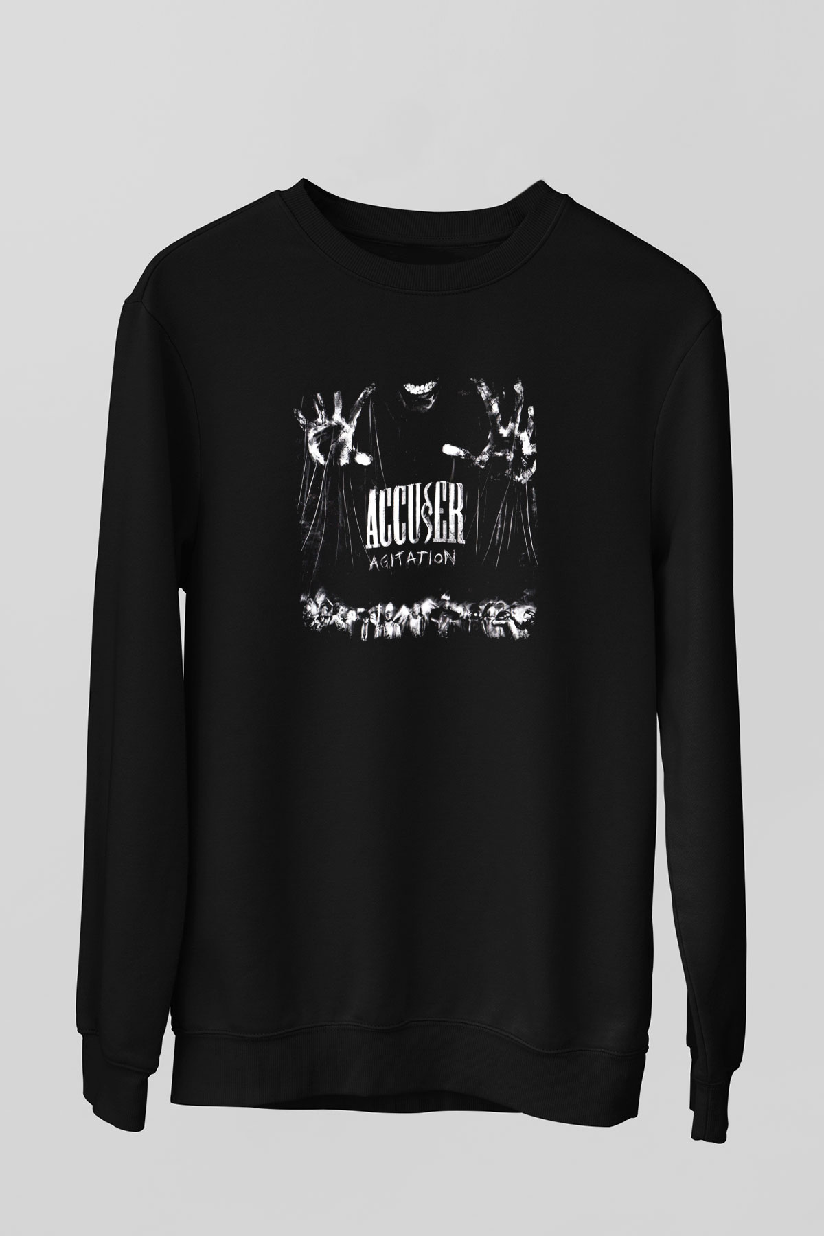 Accuser Baskılı Unisex Siyah Sweatshirt