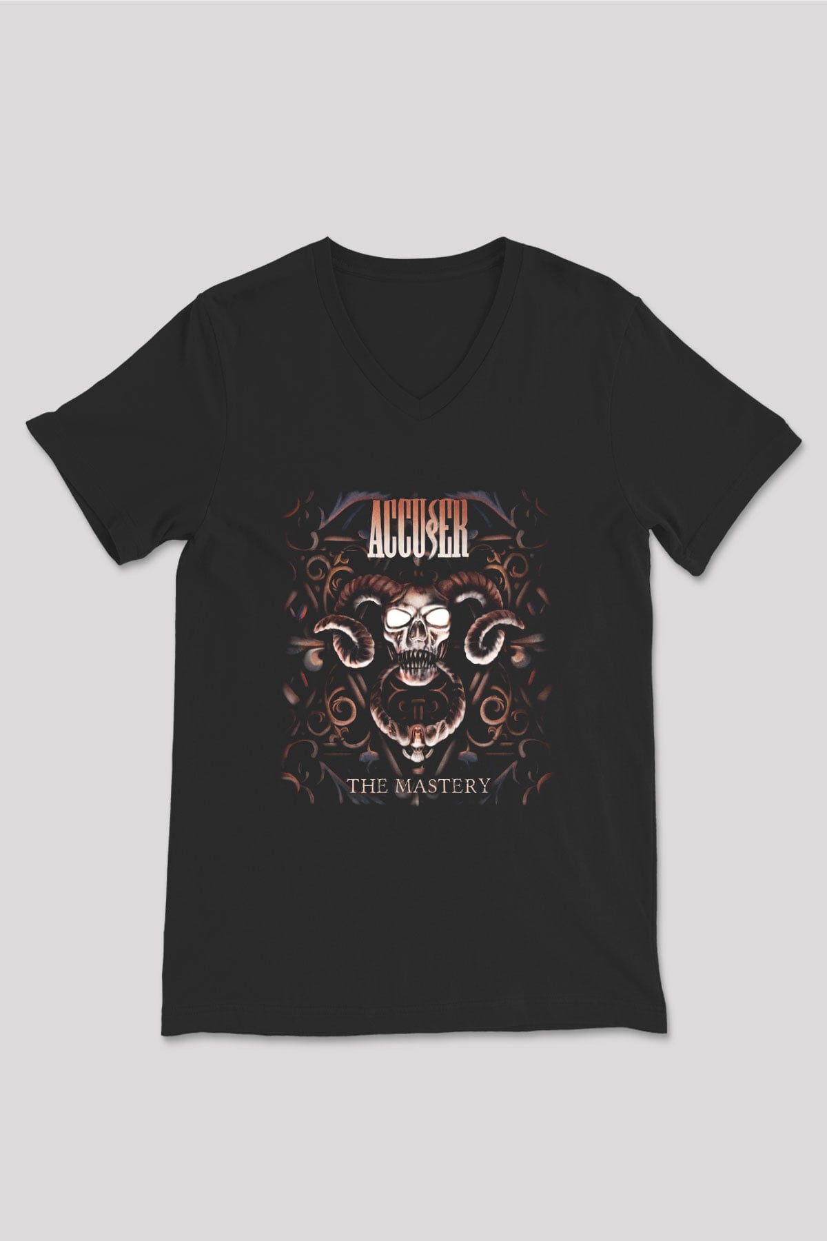 Accuser Siyah Unisex V Yaka Tişört T-Shirt
