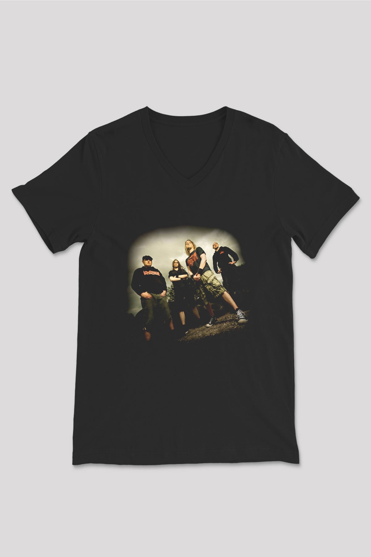 Accuser Siyah Unisex V Yaka Tişört T-Shirt