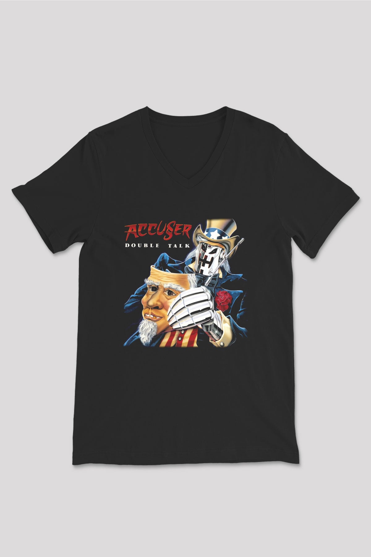 Accuser Siyah Unisex V Yaka Tişört T-Shirt