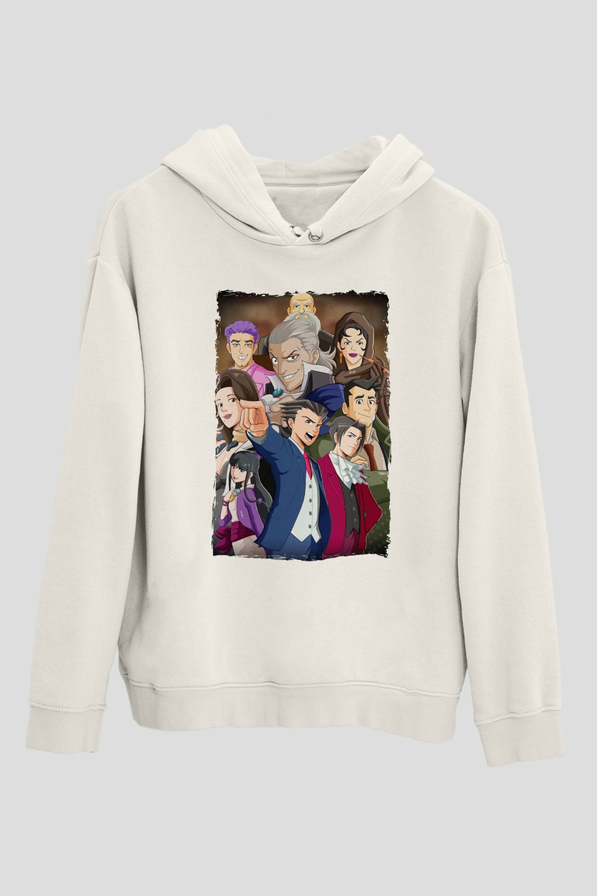 Ace Attorney Beyaz Unisex Hoodie