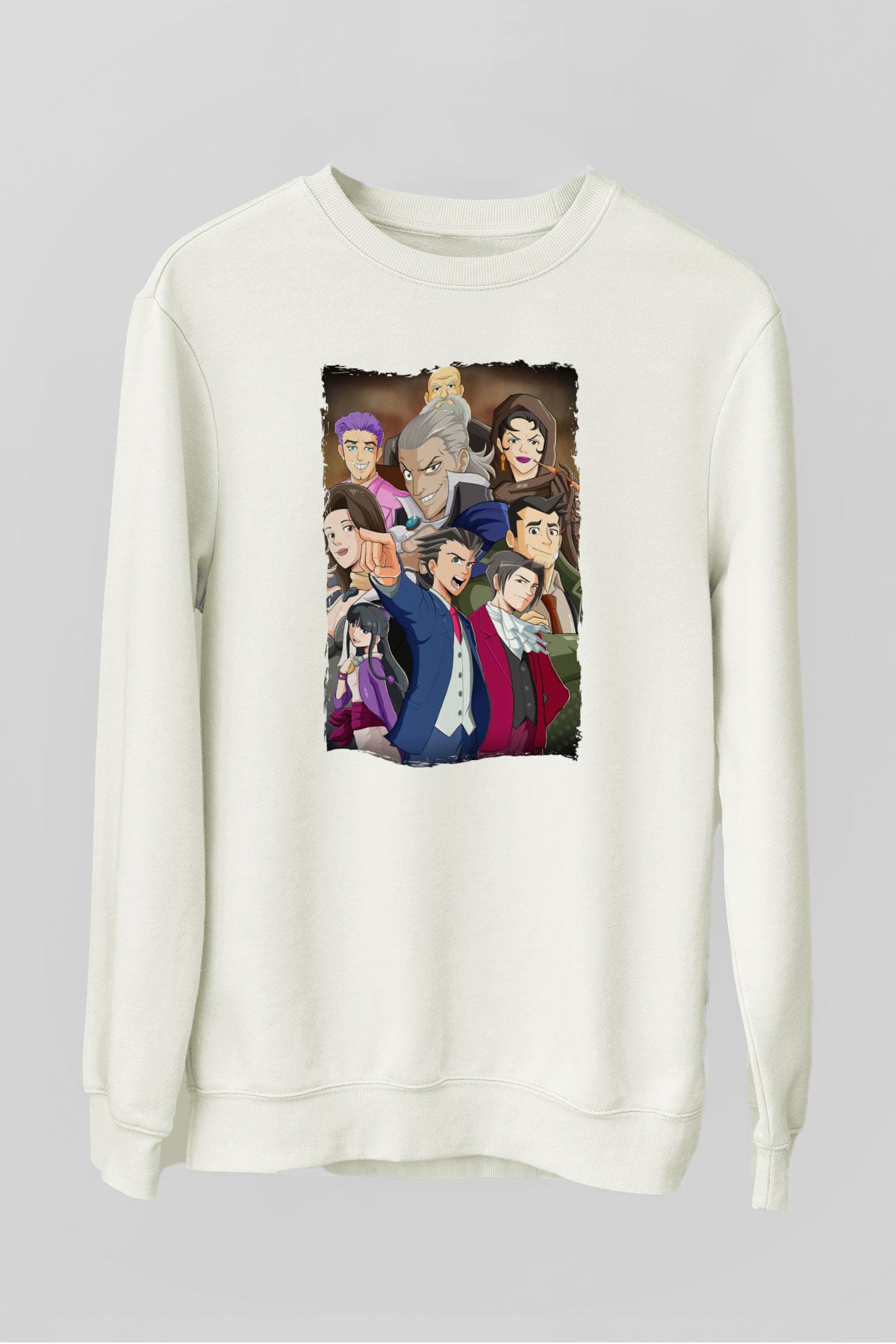 Ace Attorney Beyaz Unisex Sweatshirt