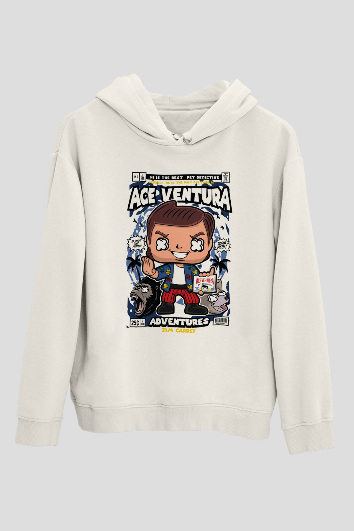 Ace Ventura Baskılı Unisex Beyaz Hoodie