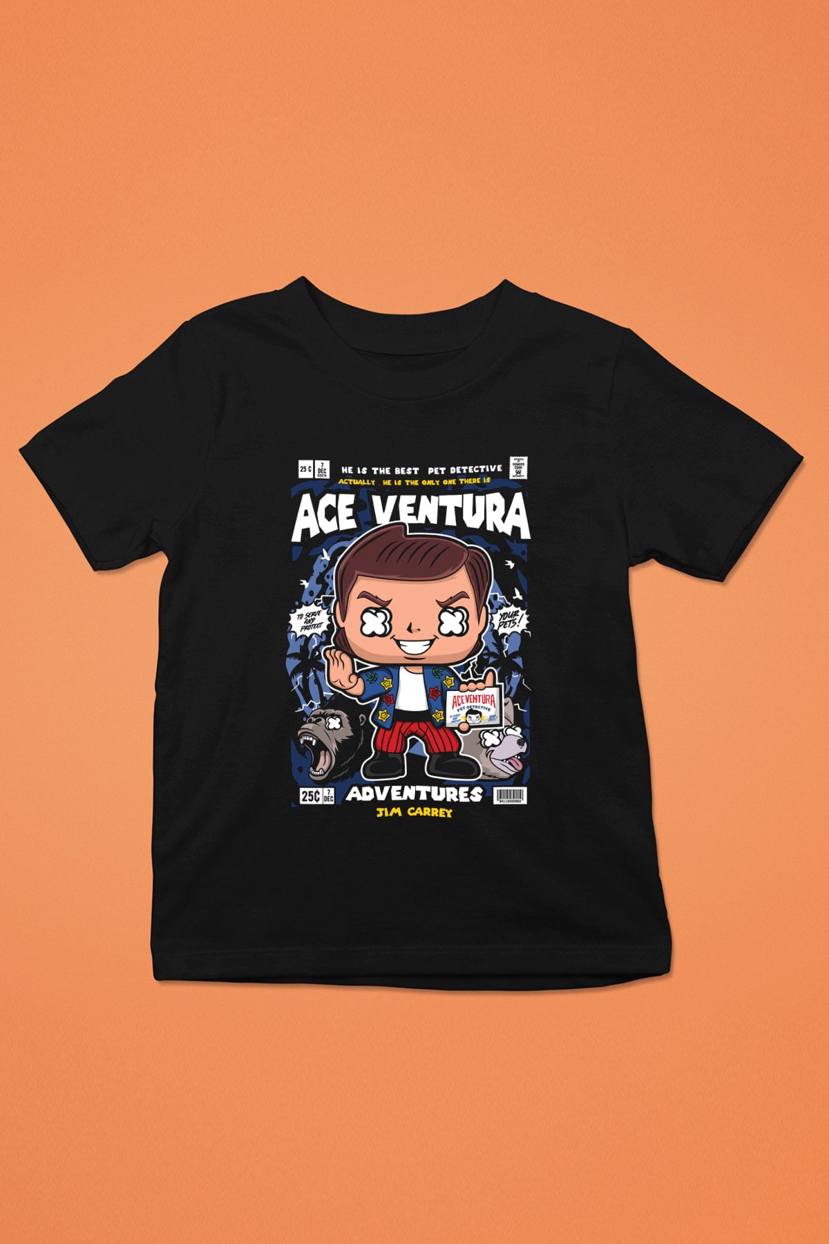 Ace Ventura Baskılı Unisex Siyah Çocuk Tişört