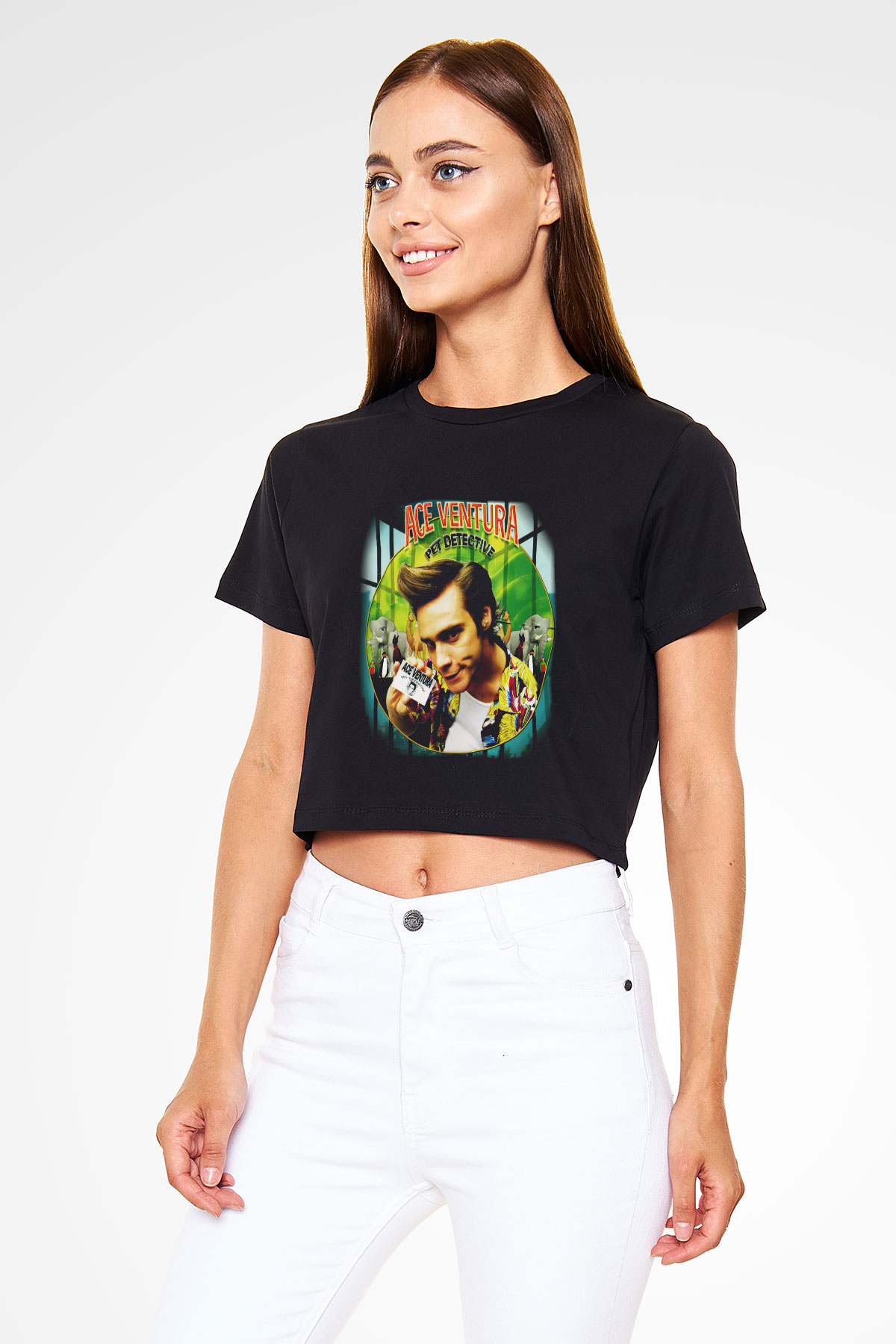 Ace Ventura Siyah Crop Top Tişört