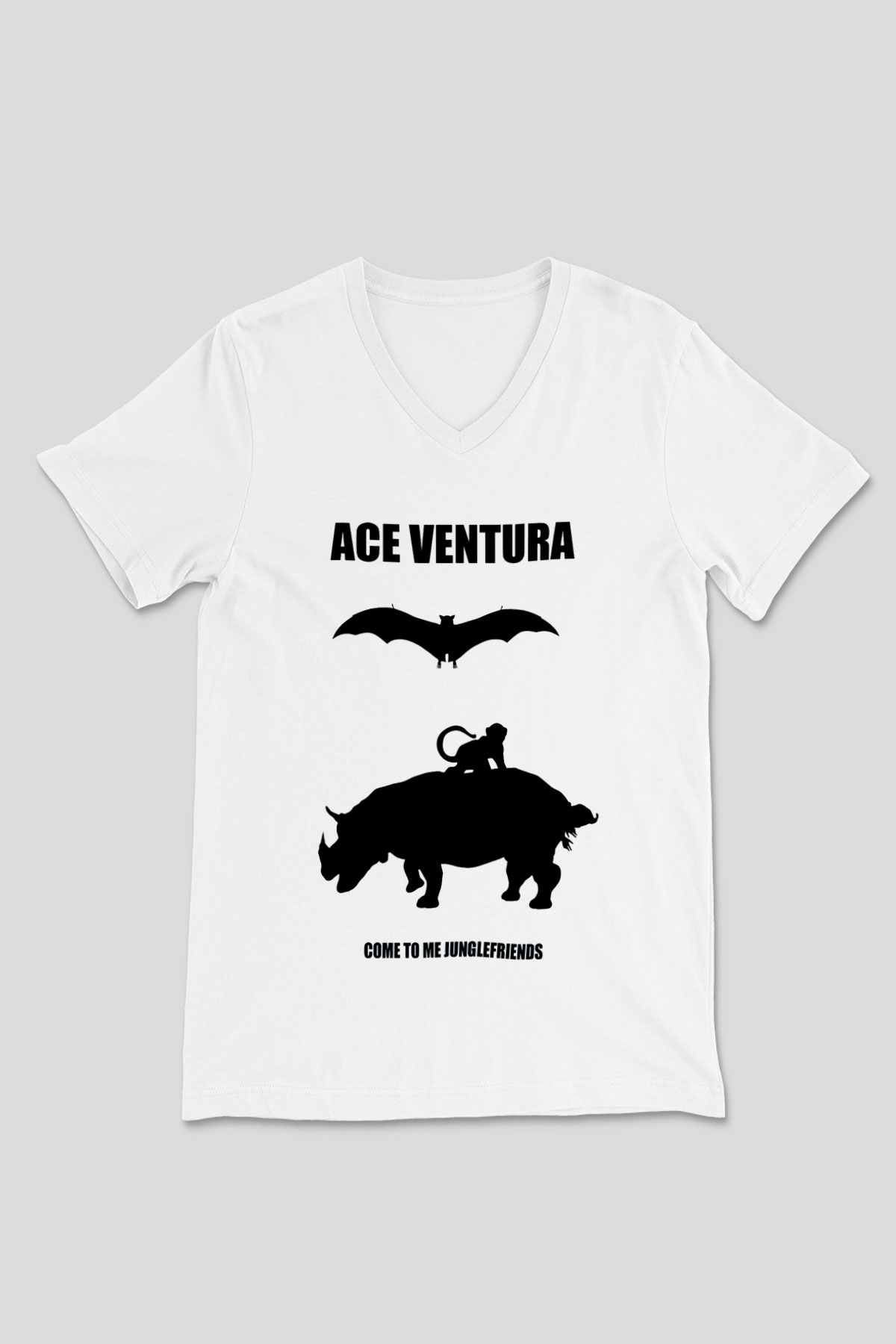 Ace Ventura Siyah Unisex  V Yaka Tişört