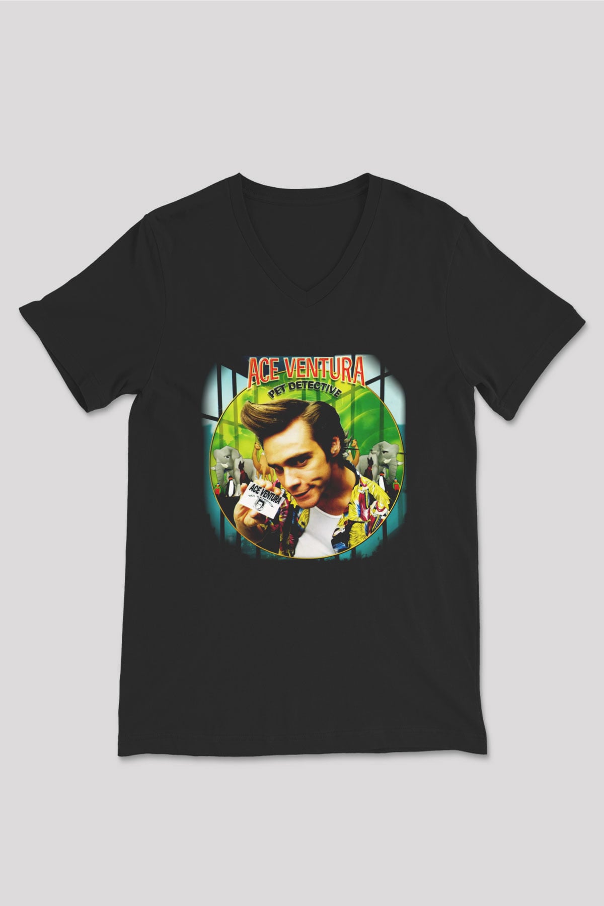 Ace Ventura Siyah Unisex V Yaka Tişört