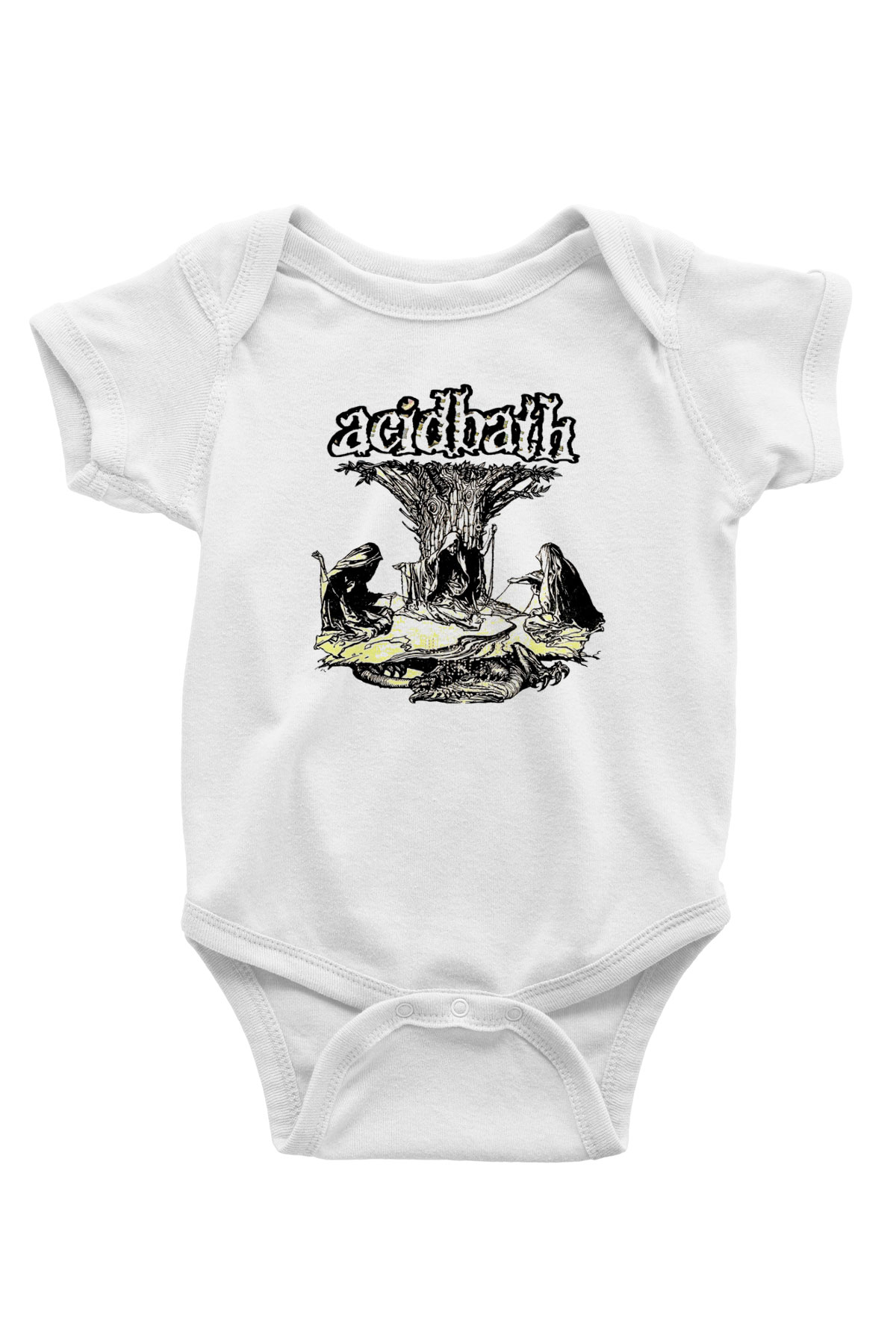 Acid Bath Baskılı Beyaz Unisex Bebek Body - Zıbın