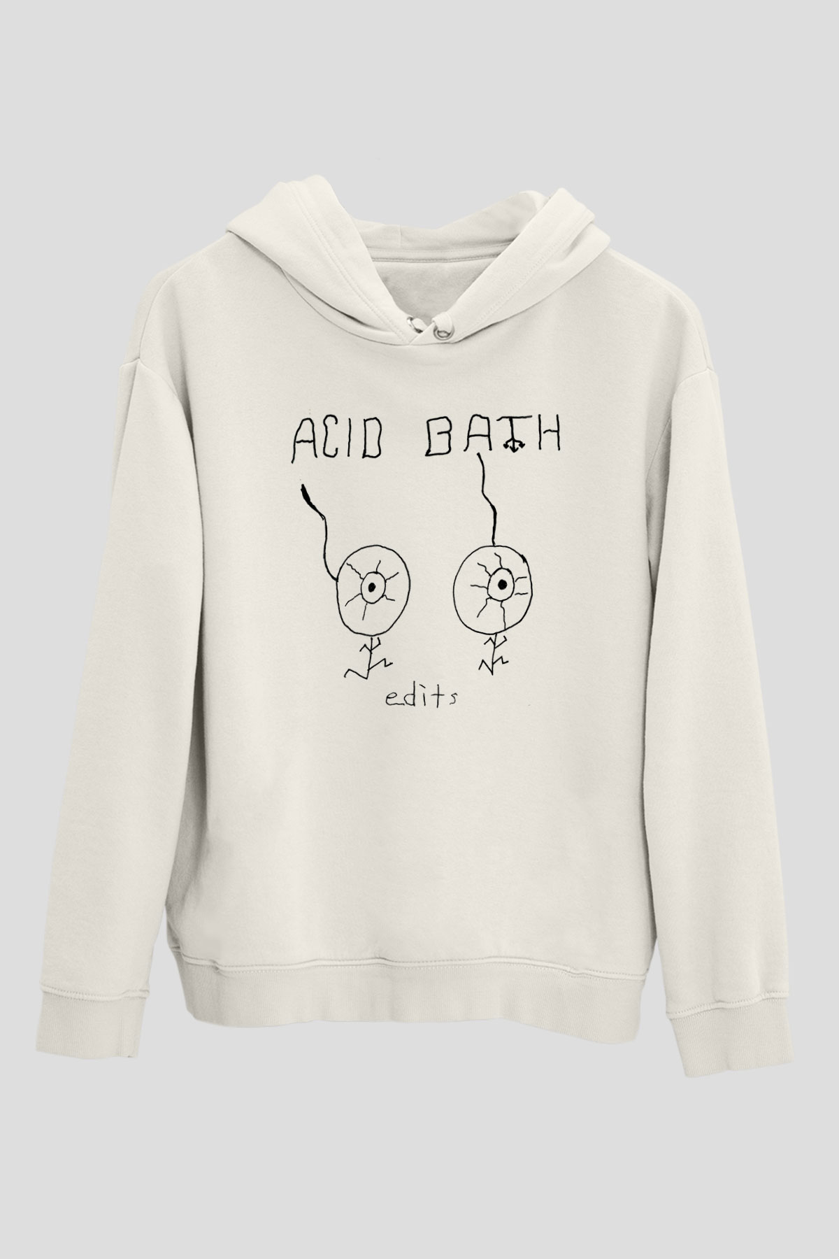 Acid Bath Baskılı Beyaz Unisex Kapüşonlu Sweatshirt