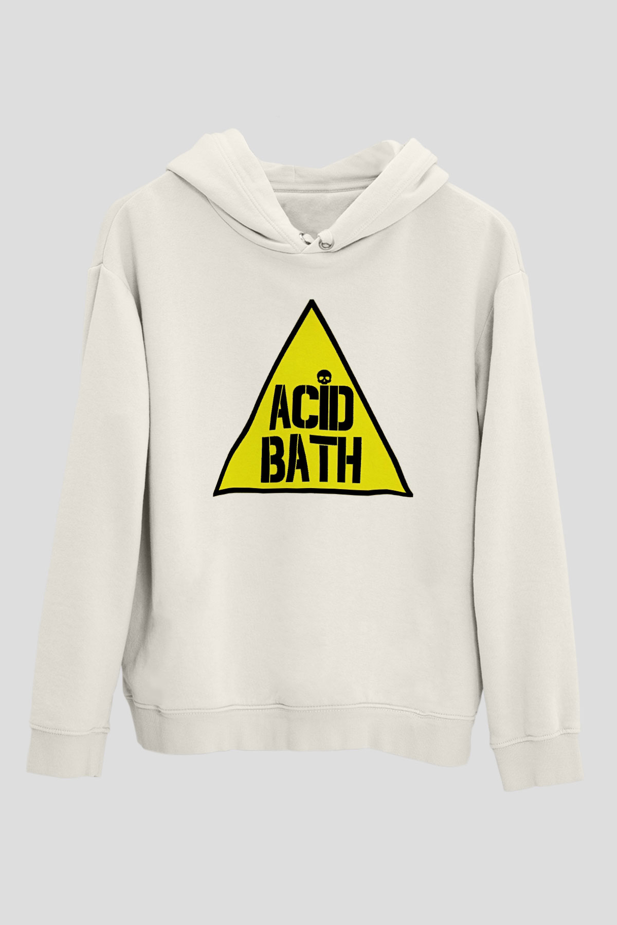 Acid Bath Baskılı Beyaz Unisex Kapüşonlu Sweatshirt