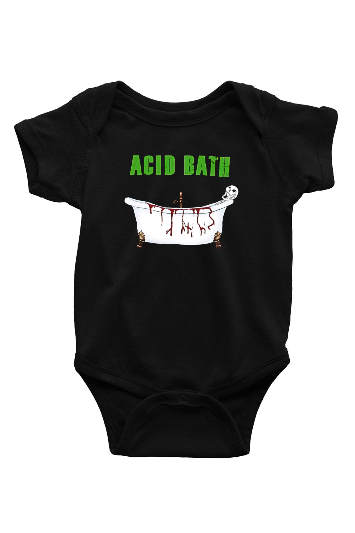 Acid Bath Baskılı Unisex Siyah Bebek Body - Zıbın