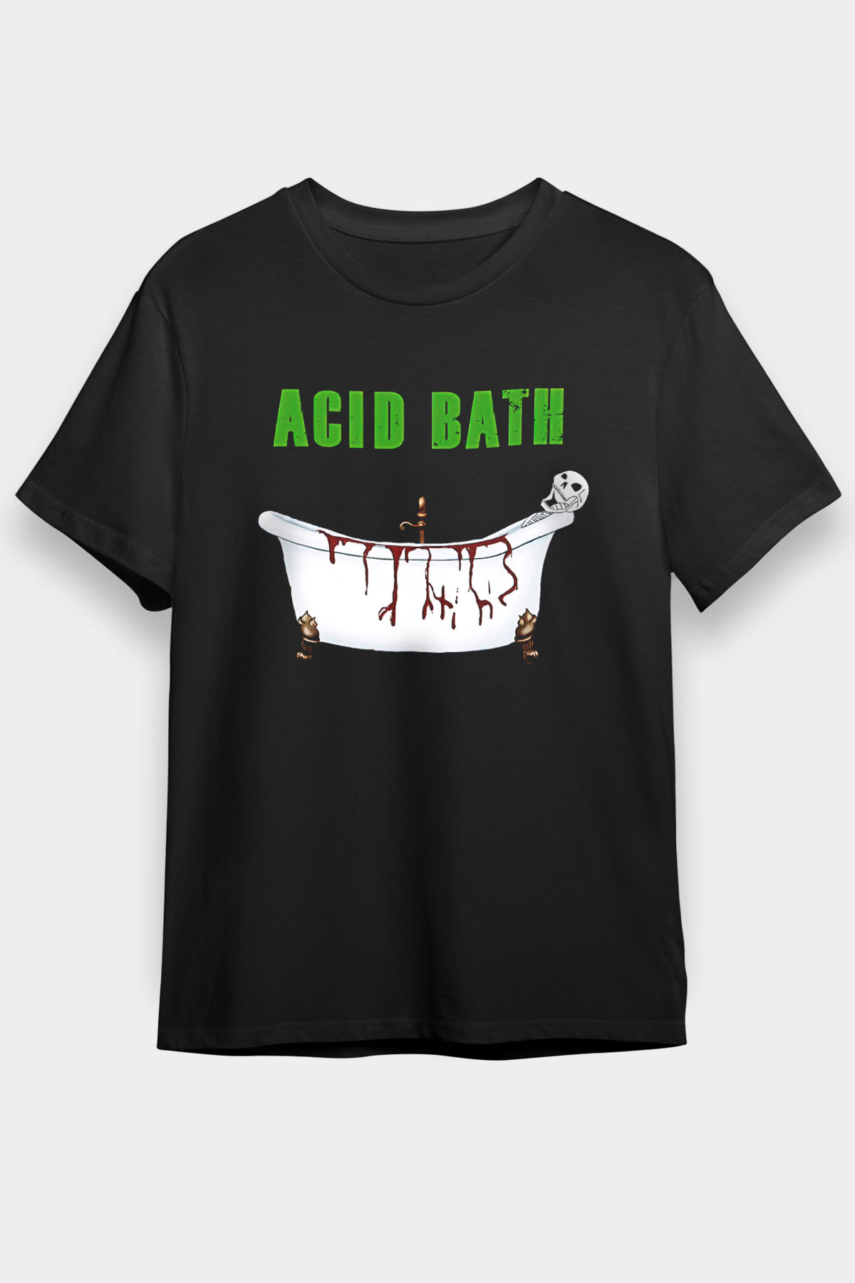 Acid Bath Baskılı Unisex Siyah Tişört - Tshirt