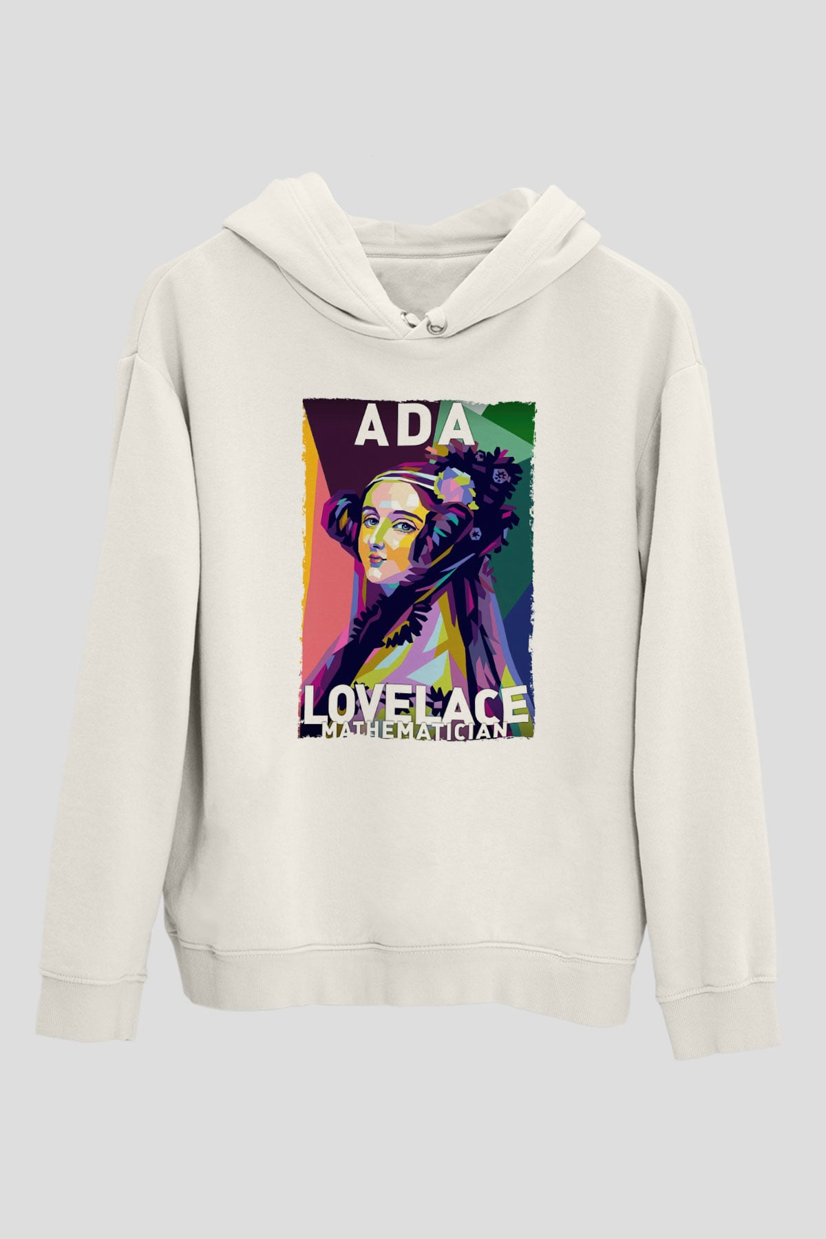 Ada Lovelace Baskılı Unisex Ekru Hoodie