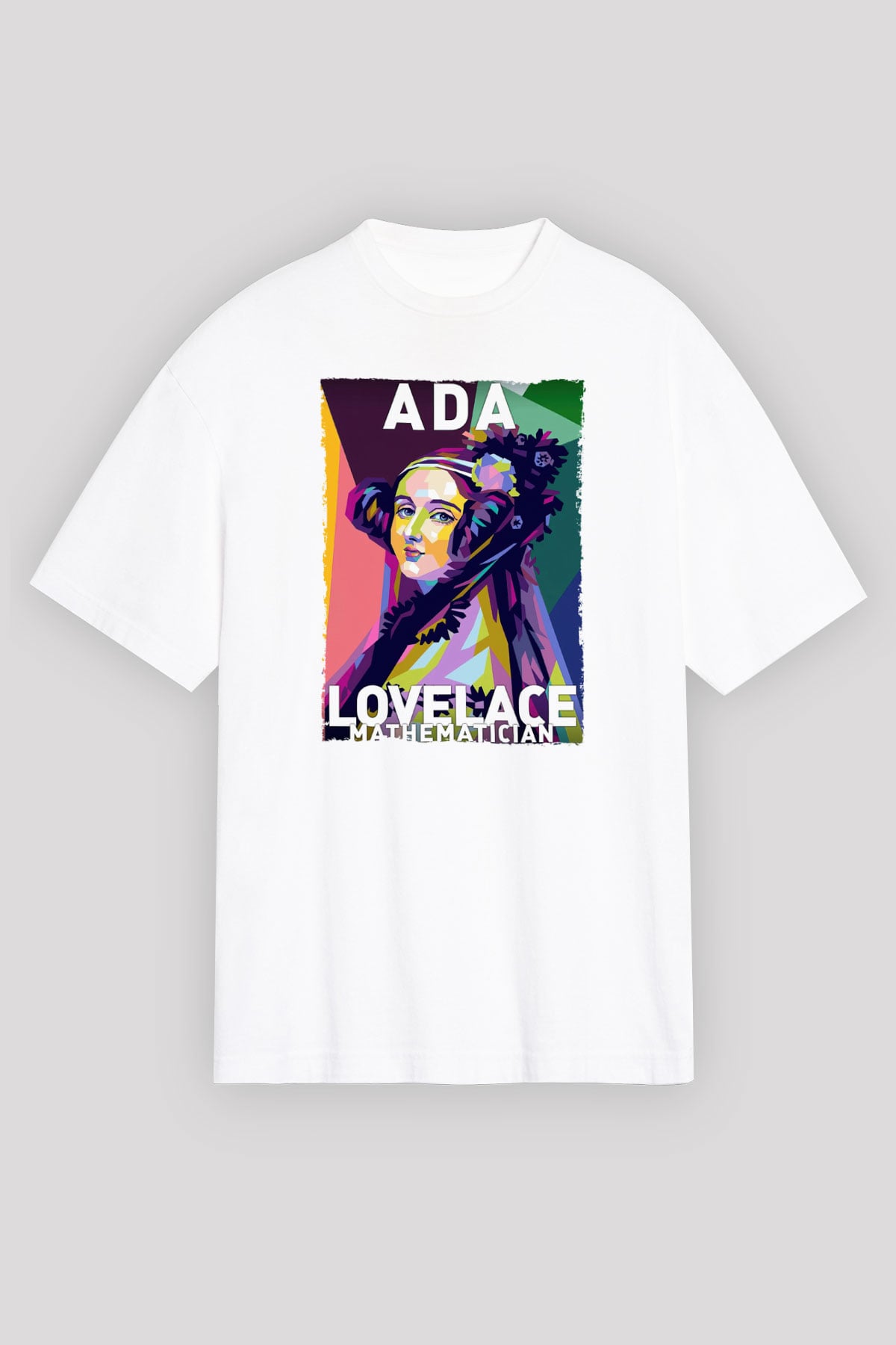 Ada Lovelace Baskılı Unisex Oversize Beyaz Tişört - Tshirt