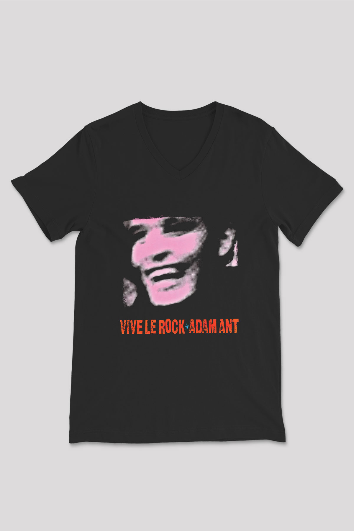 Adam Ant Baskılı Unisex Siyah V Yaka Tişört