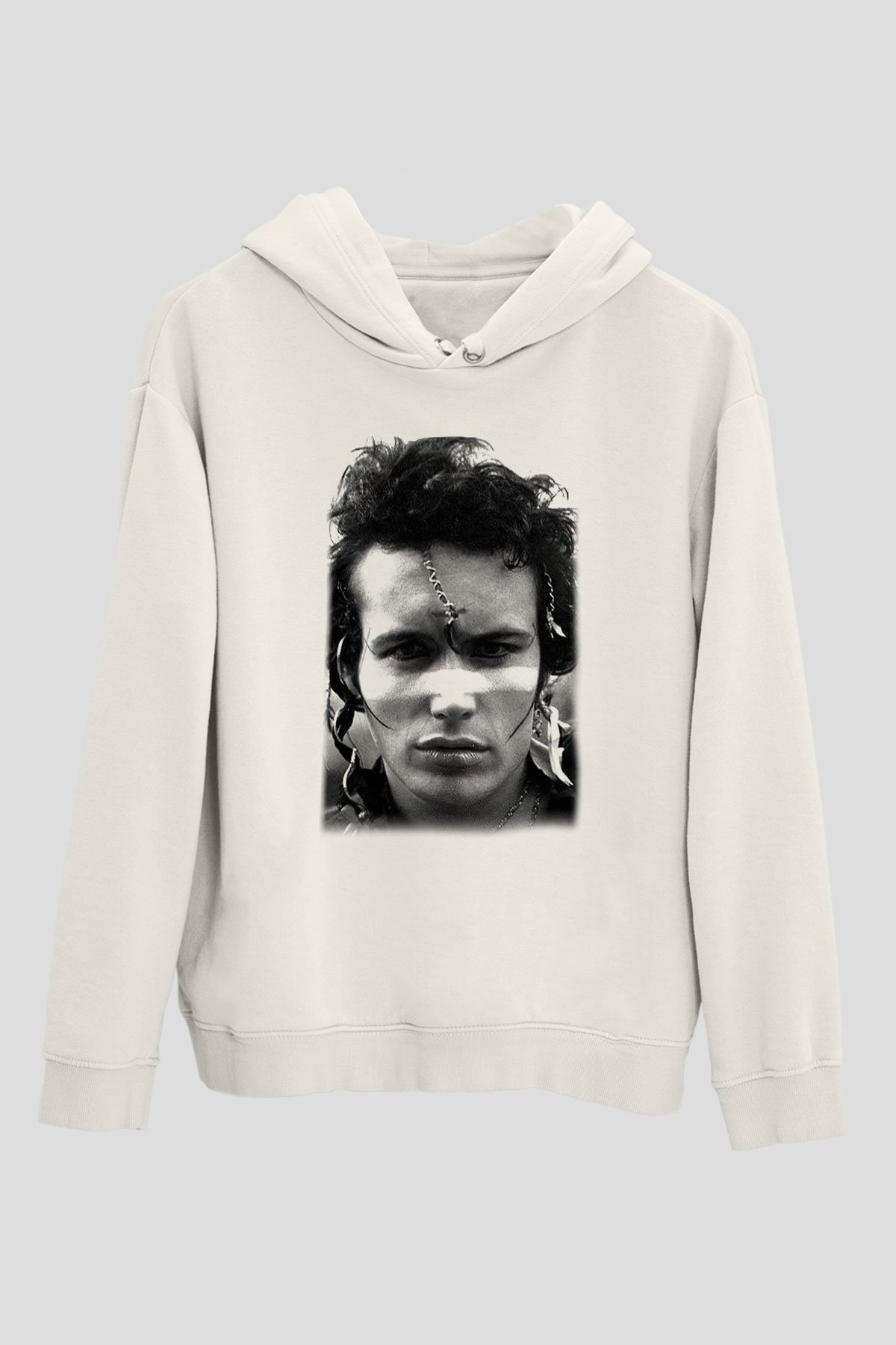 Adam Ant Beyaz Unisex Kapşonlu Sweatshirt