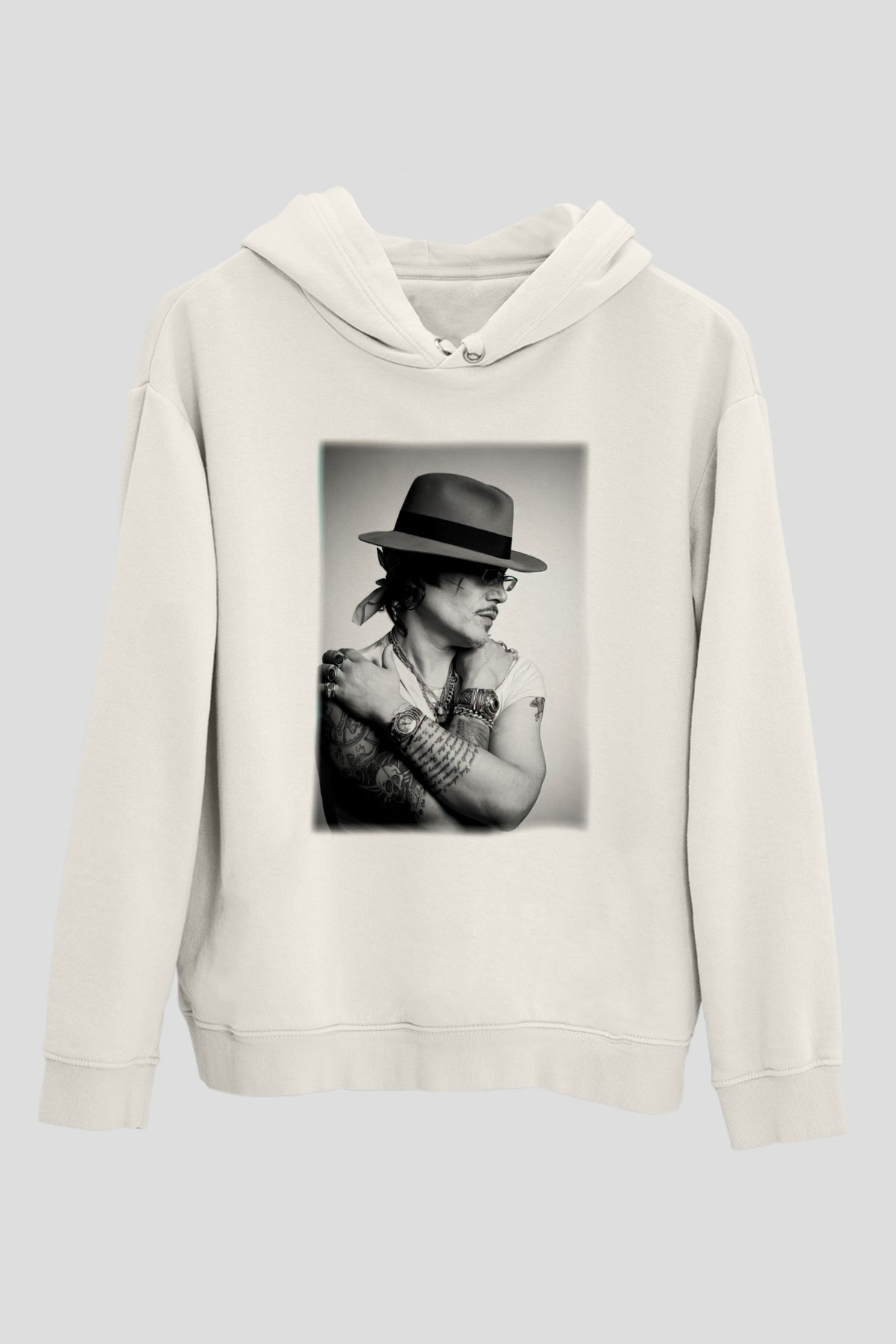 Adam Ant Beyaz Unisex Kapşonlu Sweatshirt