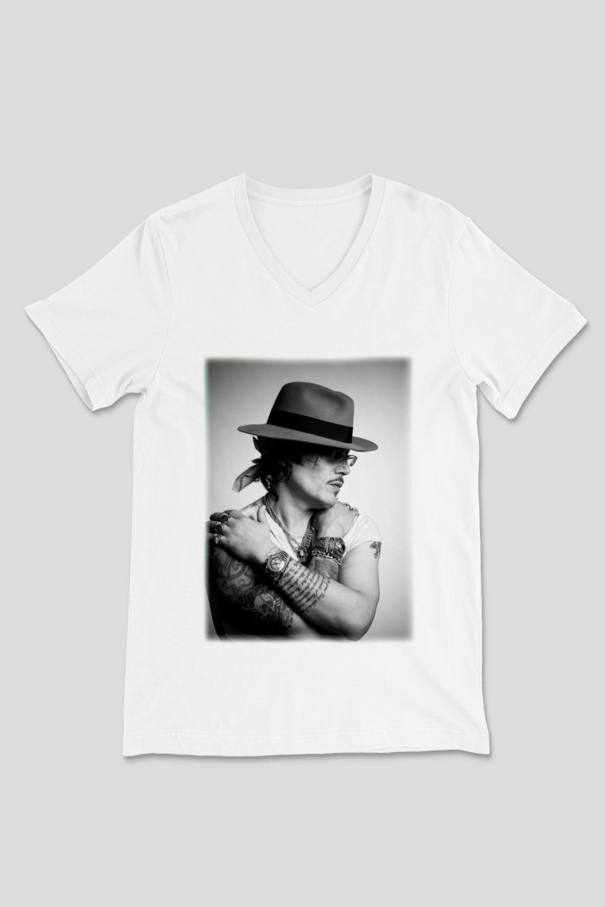Adam Ant Beyaz Unisex V Yaka Tişört T-Shirt