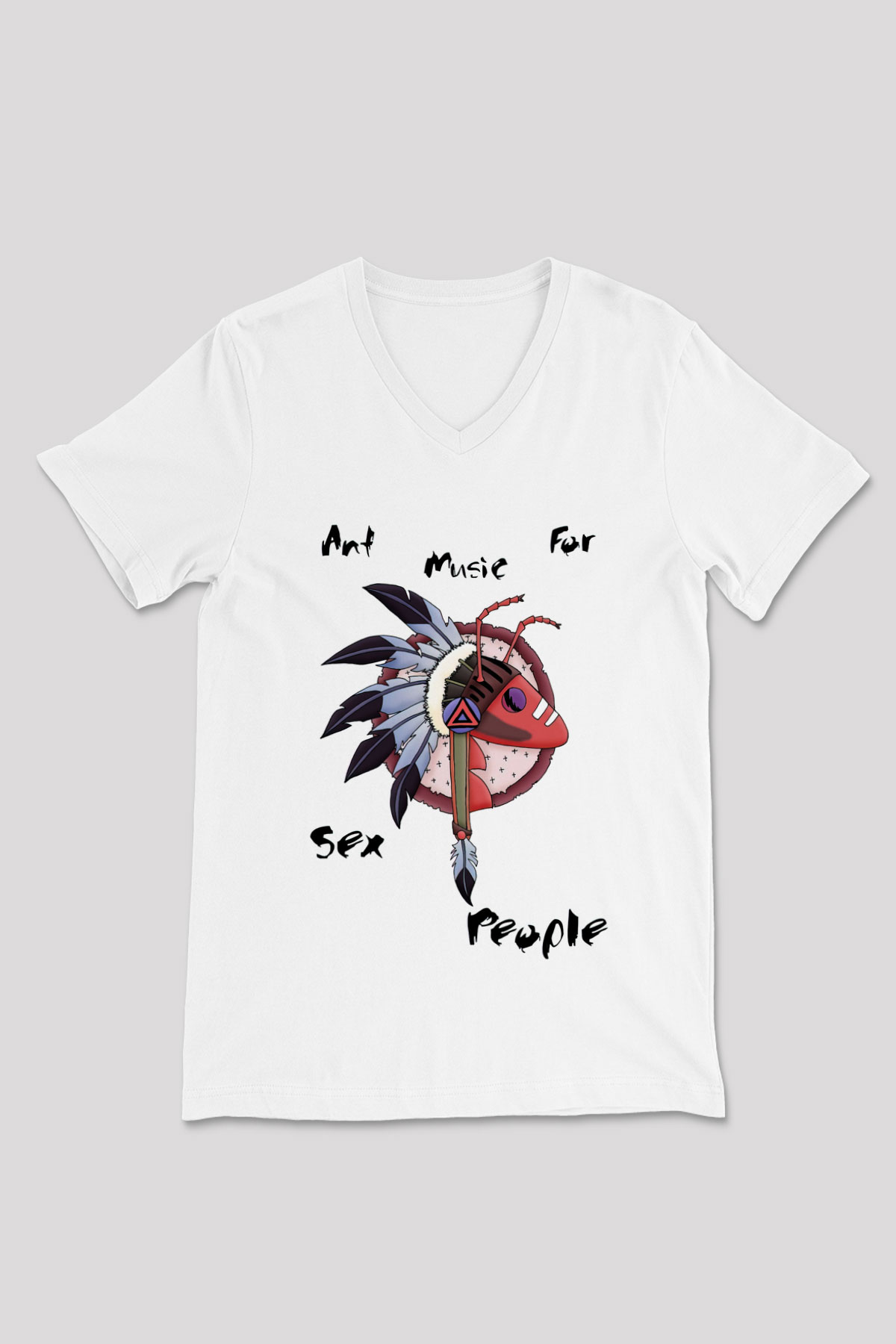 Adam Ant Beyaz Unisex V Yaka Tişört T-Shirt