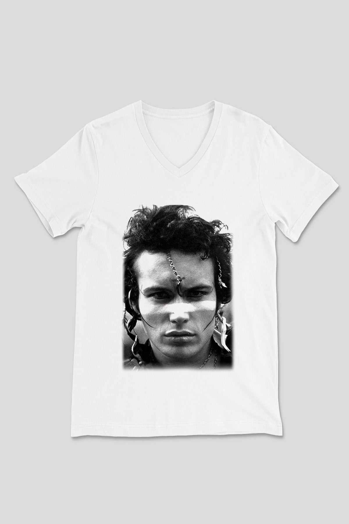 Adam Ant Beyaz Unisex V Yaka Tişört T-Shirt
