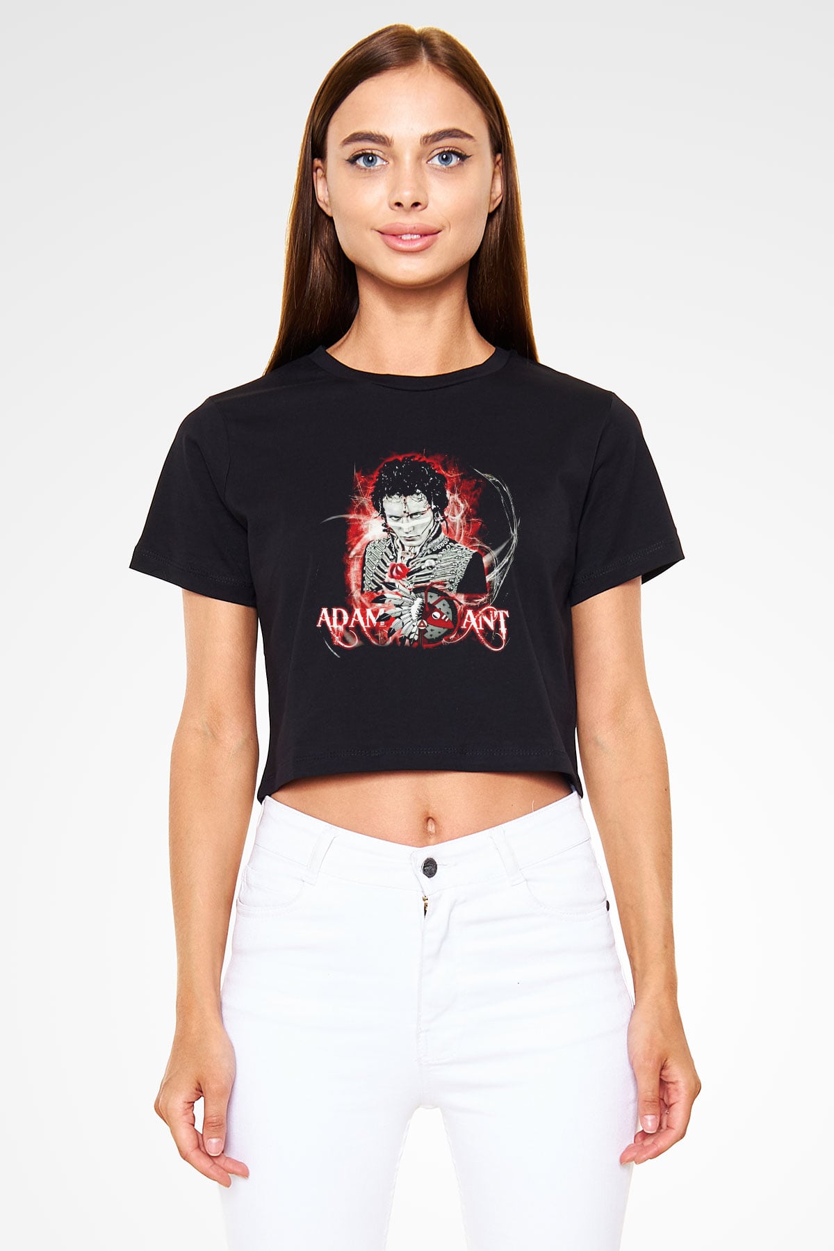 Adam Ant Siyah Crop Top Tişört