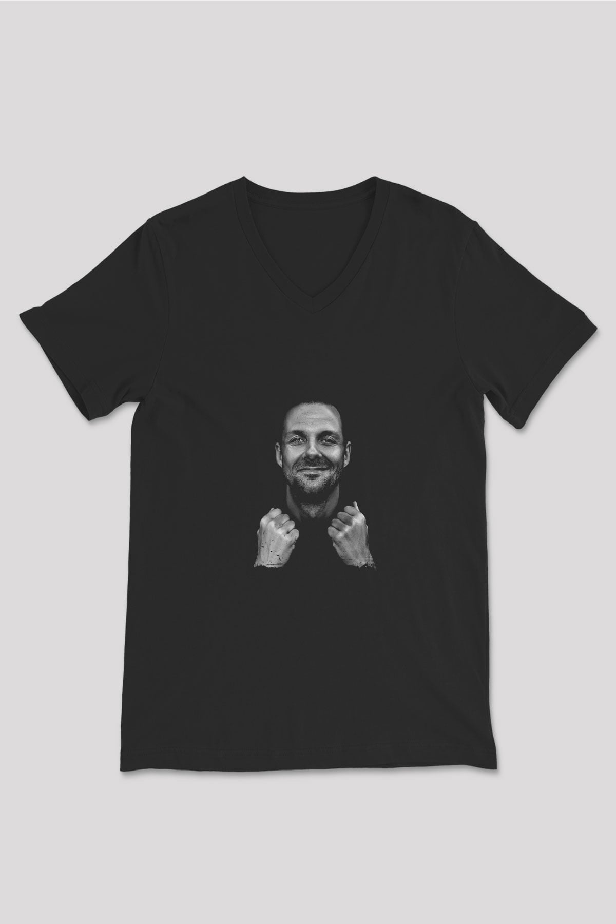 Adam Beyer Baskılı Unisex Siyah V Yaka Tişört