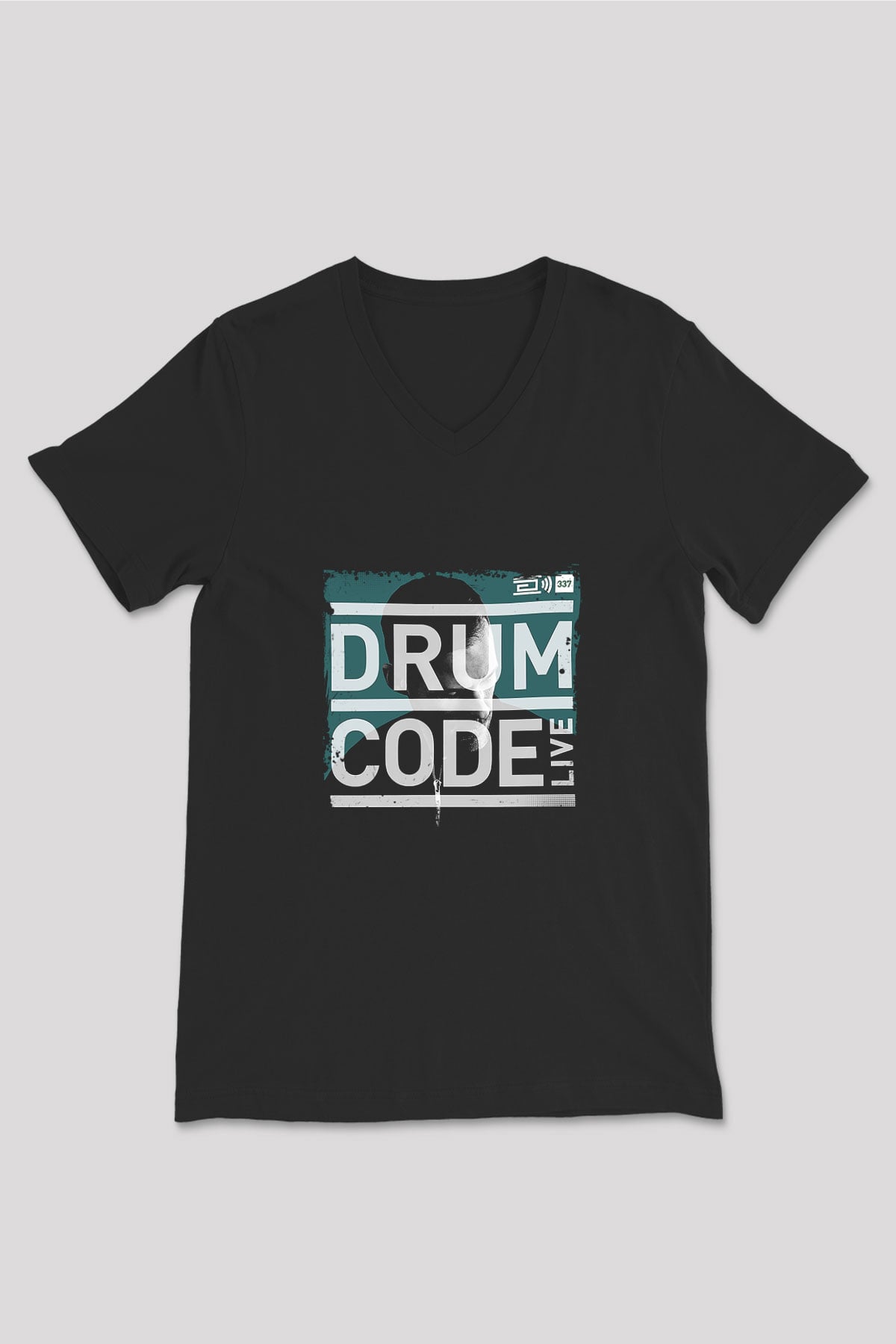 Adam Beyer Baskılı Unisex Siyah V Yaka Tişört