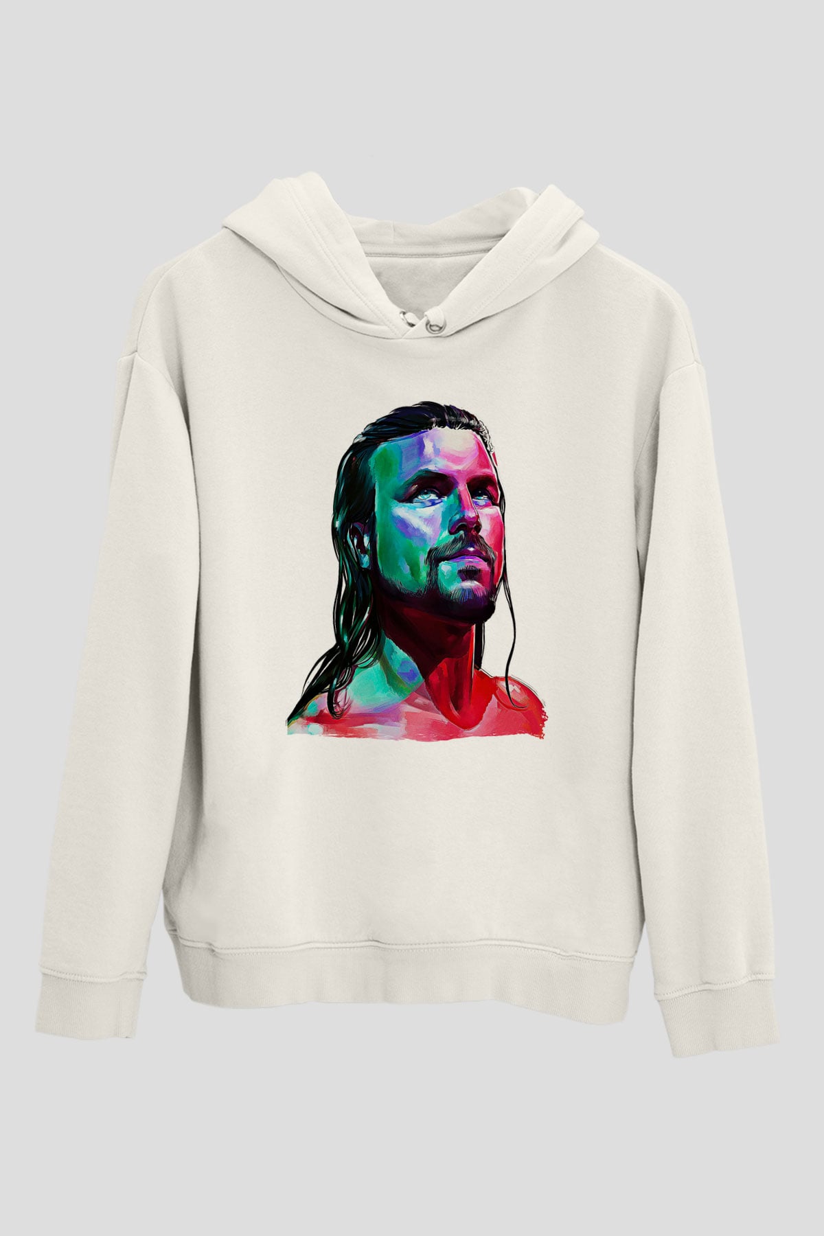 Adam Cole Baskılı Beyaz Unisex Hoodie