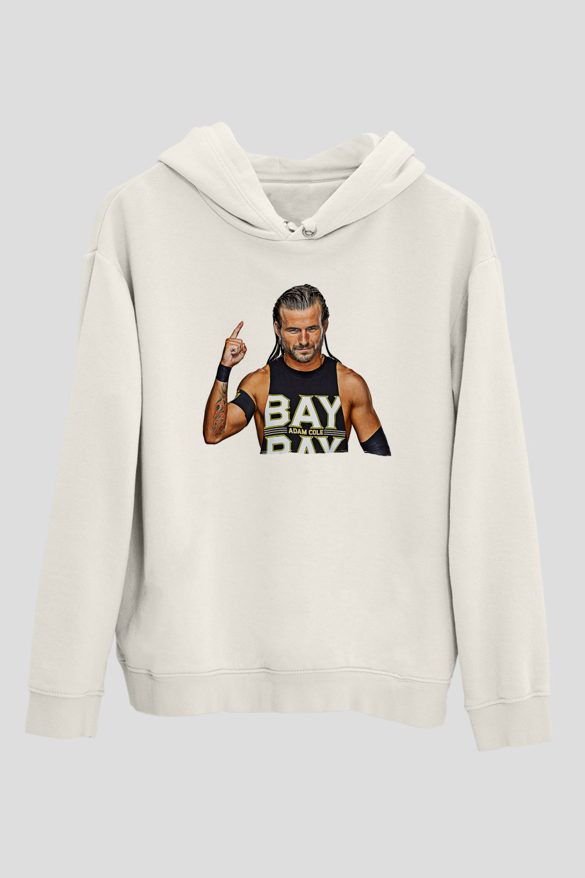 Adam Cole Baskılı Beyaz Unisex Hoodie