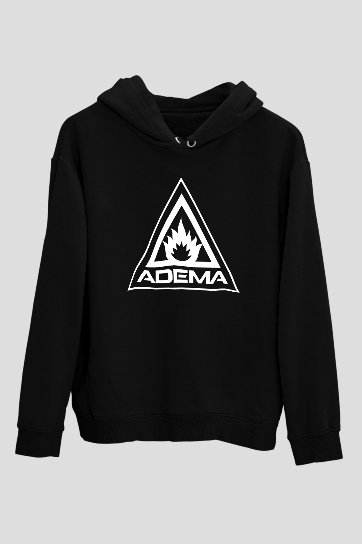 Adema Baskılı Unisex Siyah Hoodie