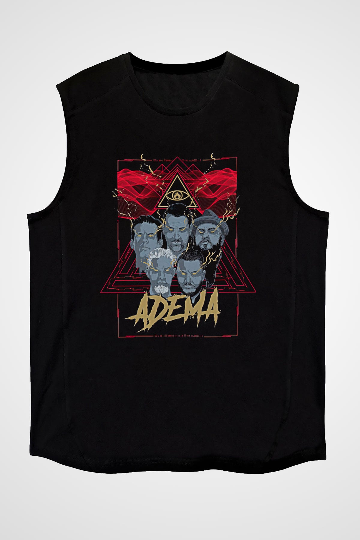 Adema Baskılı Unisex Siyah Kolsuz Tişört - Tshirt
