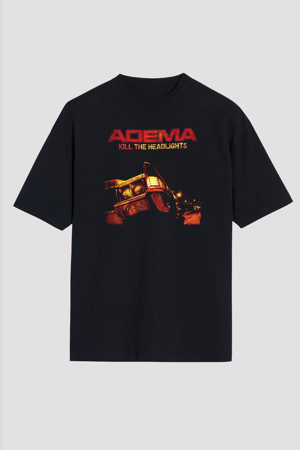 Adema Baskılı Unisex Siyah Oversize Tişört - Tshirt