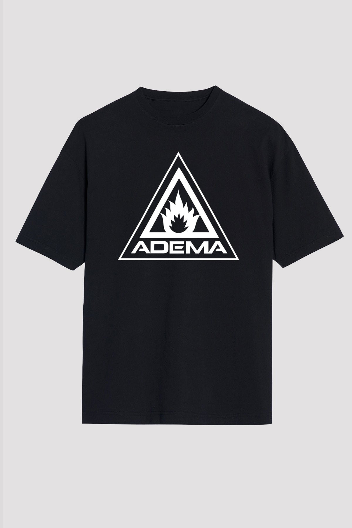 Adema Baskılı Unisex Siyah Oversize Tişört - Tshirt