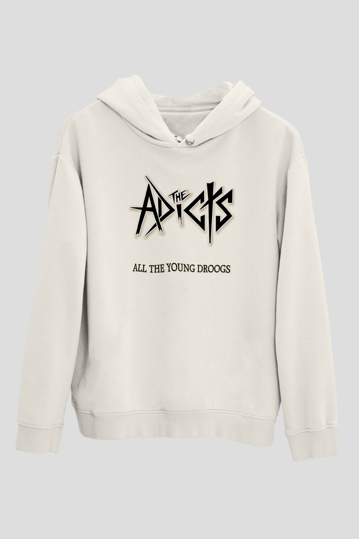 Adicts Baskılı Unisex Beyaz Hoodie