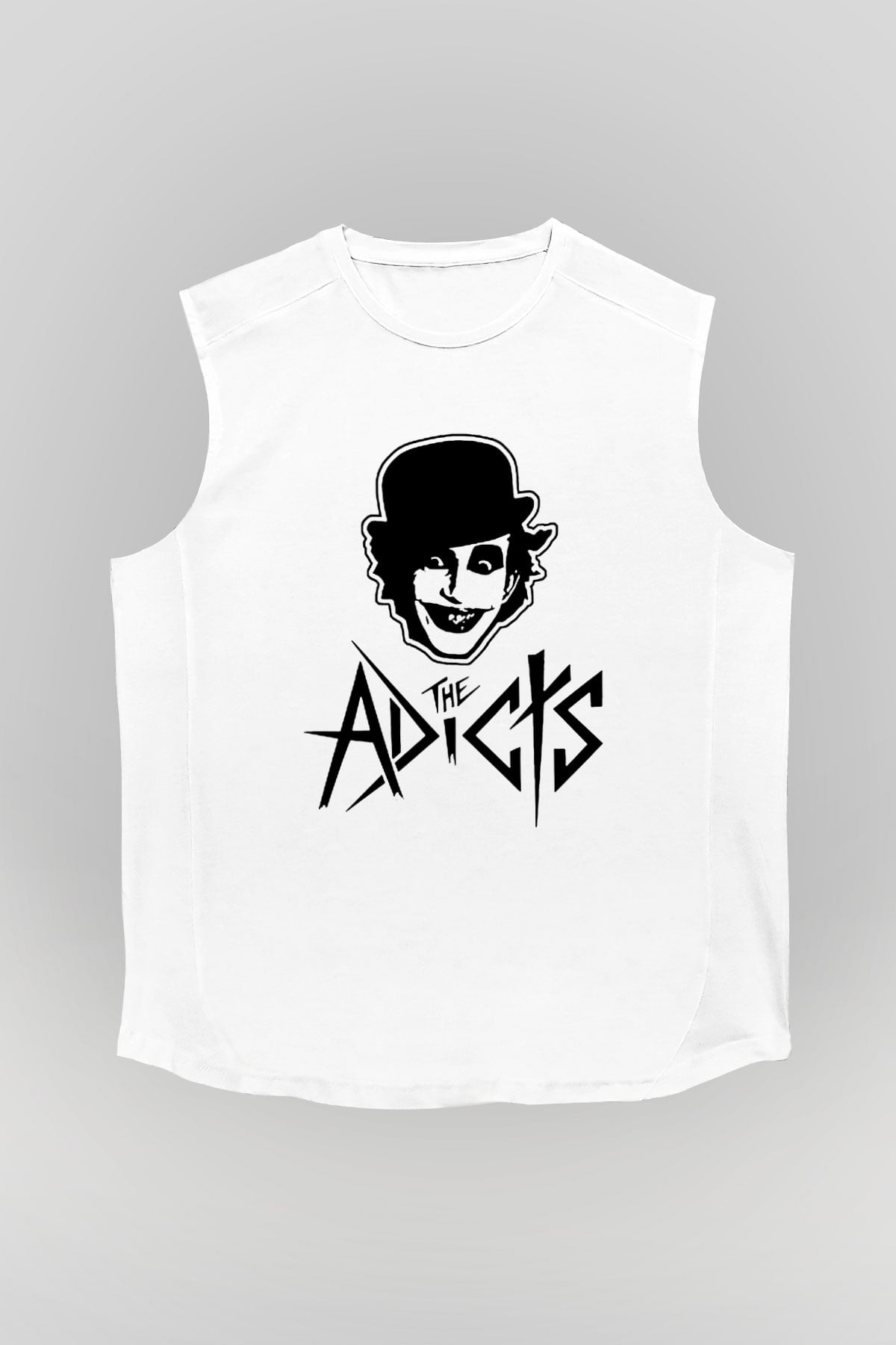 Adicts Baskılı Unisex Beyaz Kolsuz Tişört