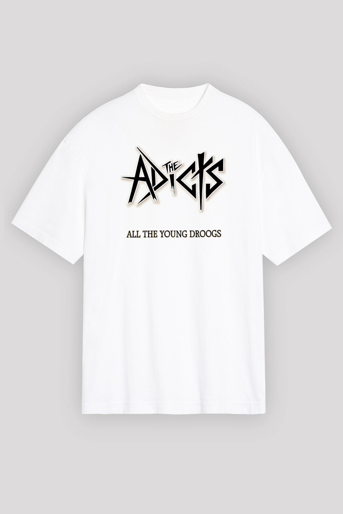Adicts Baskılı Unisex Beyaz Oversize Tişört