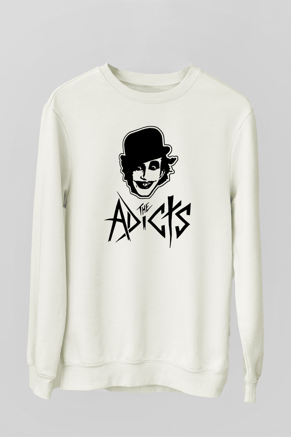 Adicts Baskılı Unisex Beyaz Sweatshirt