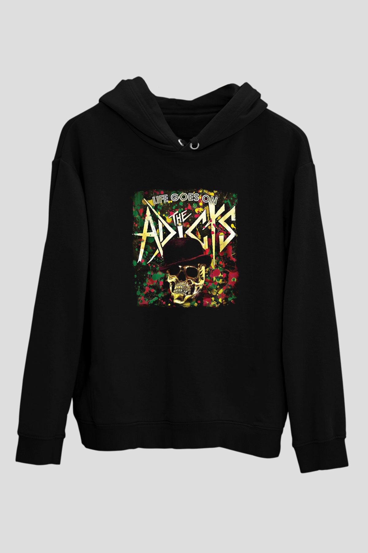 Adicts Baskılı Unisex Siyah Hoodie