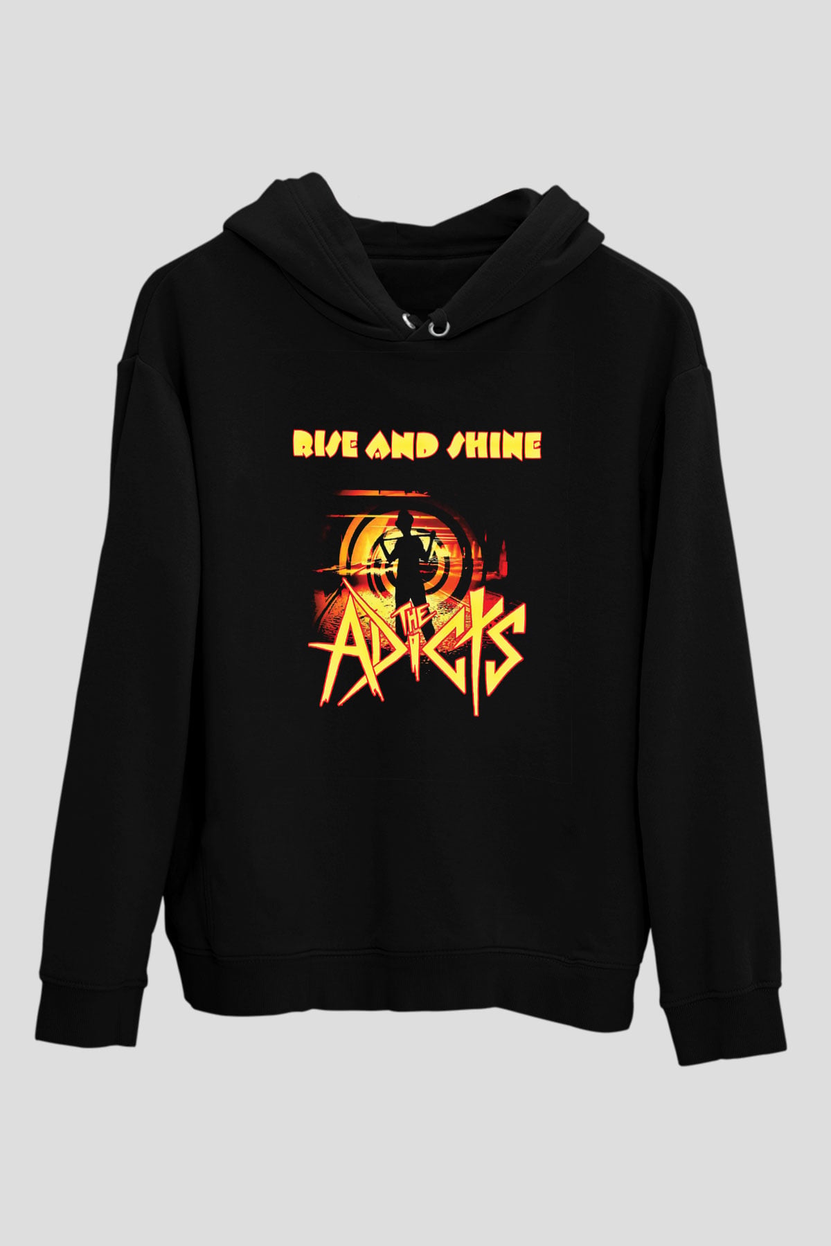 Adicts Baskılı Unisex Siyah Hoodie
