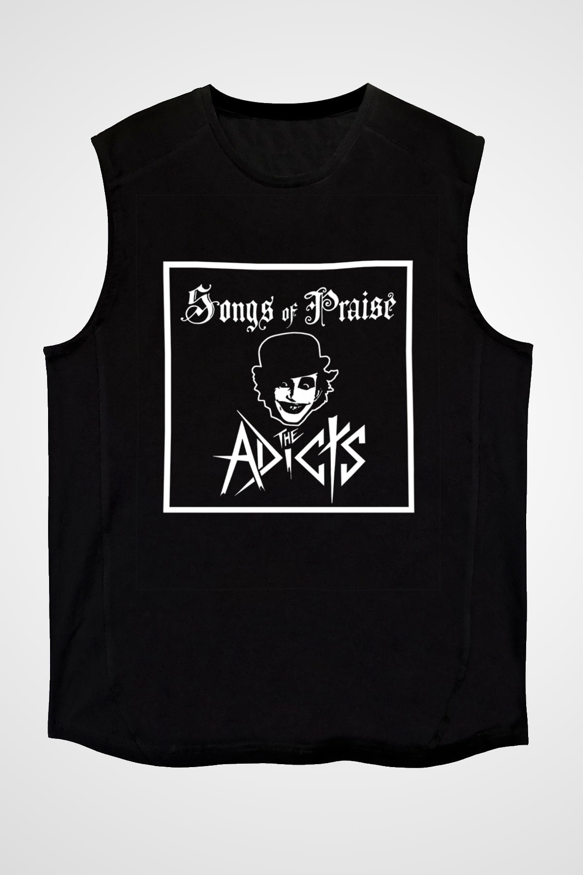 Adicts Baskılı Unisex Siyah Kolsuz Tişört