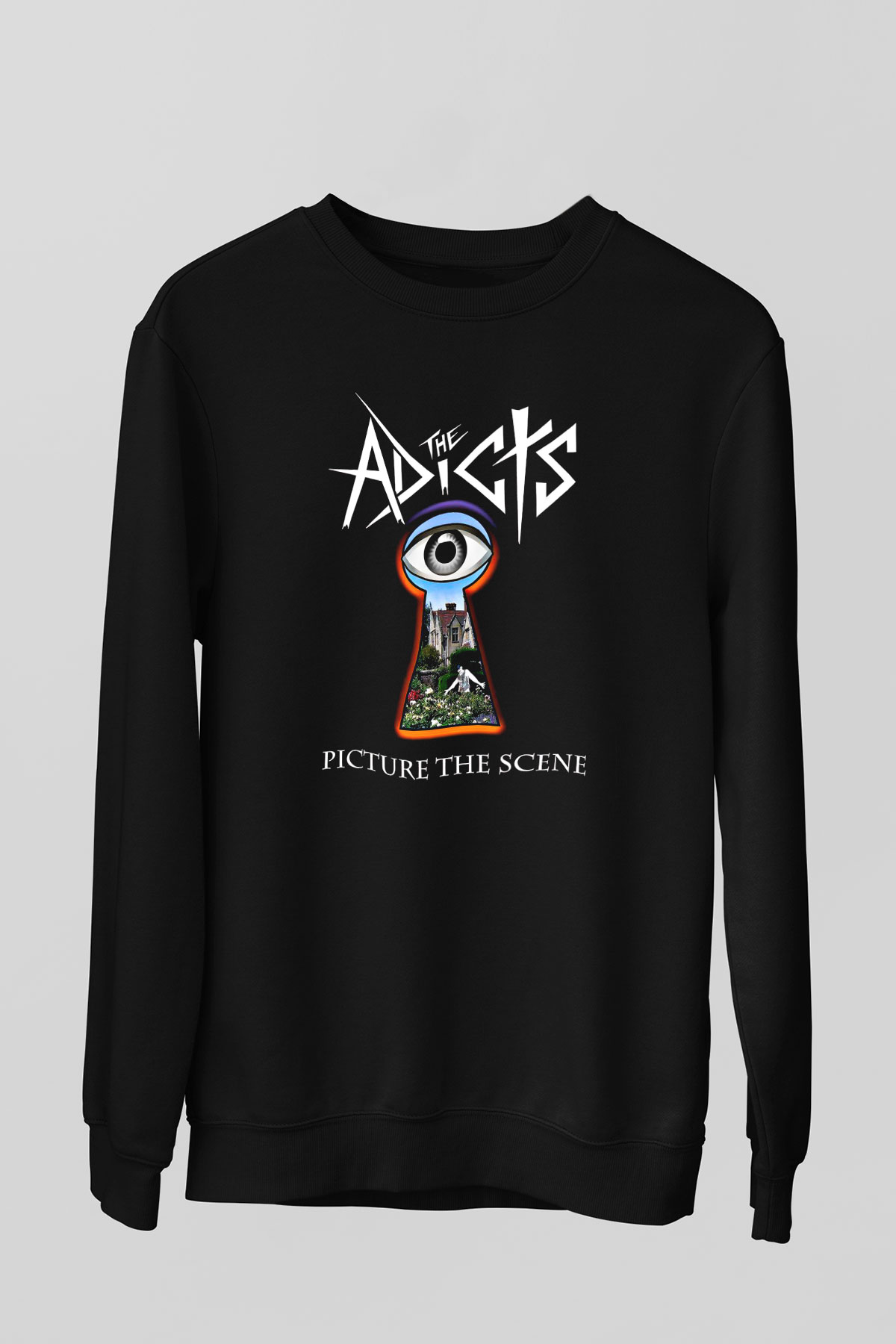 Adicts Baskılı Unisex Siyah Sweatshirt