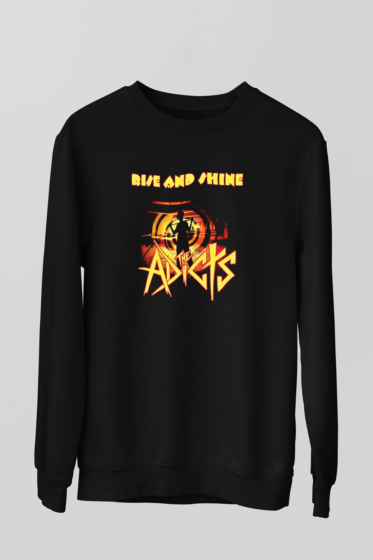 Adicts Baskılı Unisex Siyah Sweatshirt