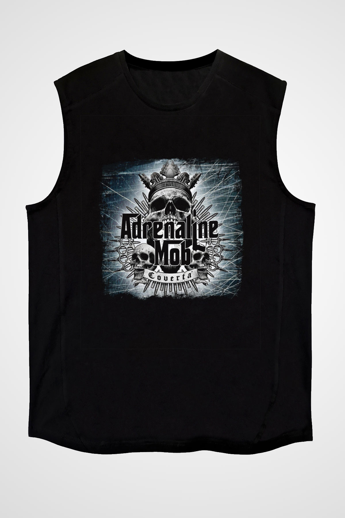 Adrenaline Mob Baskılı Unisex Siyah Kolsuz Tişört