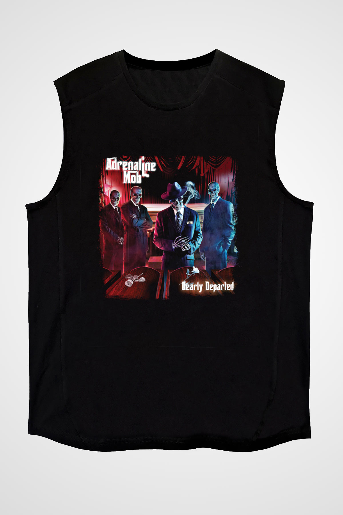 Adrenaline Mob Baskılı Unisex Siyah Kolsuz Tişört