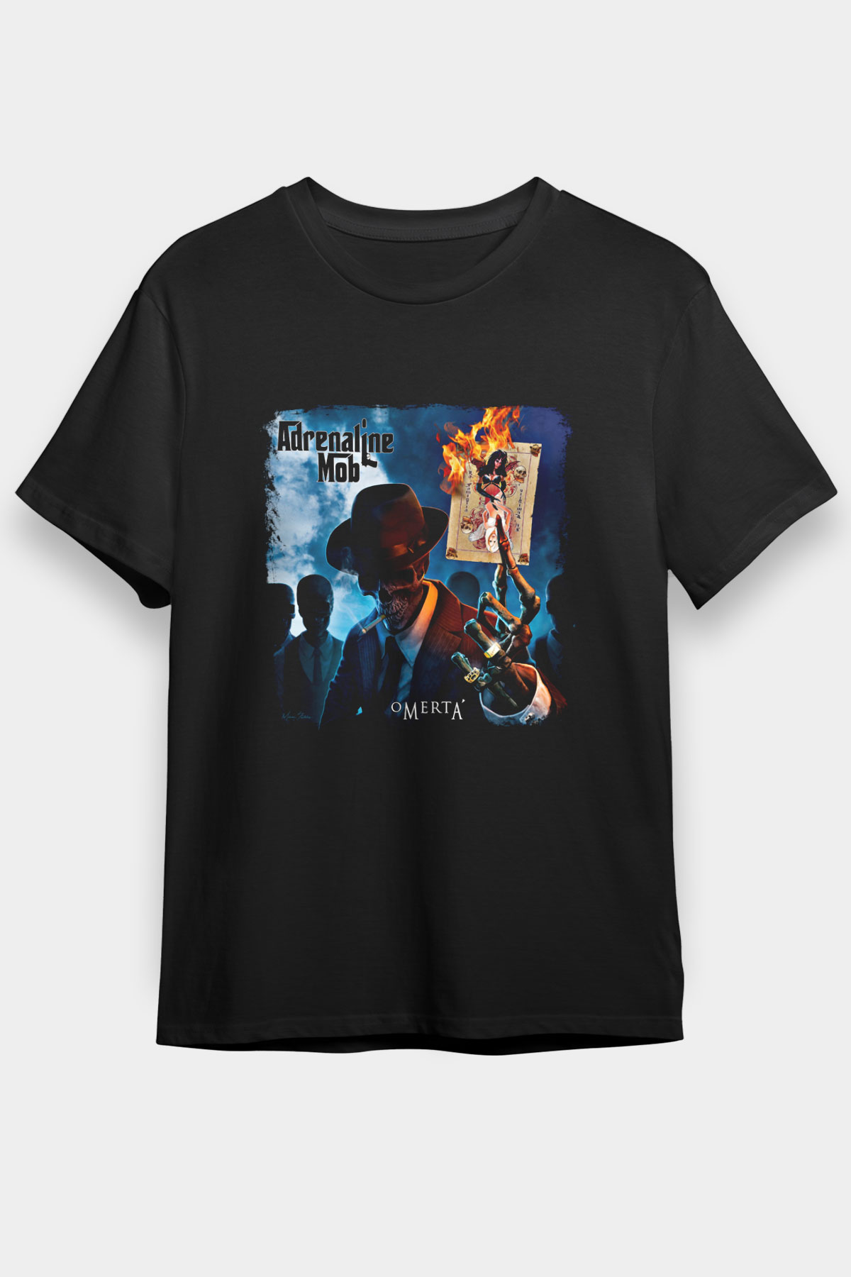 Adrenaline Mob Baskılı Unisex Siyah Tişört