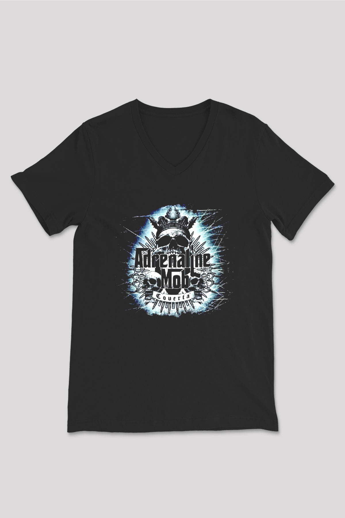Adrenaline Mob Siyah Unisex V Yaka Tişört