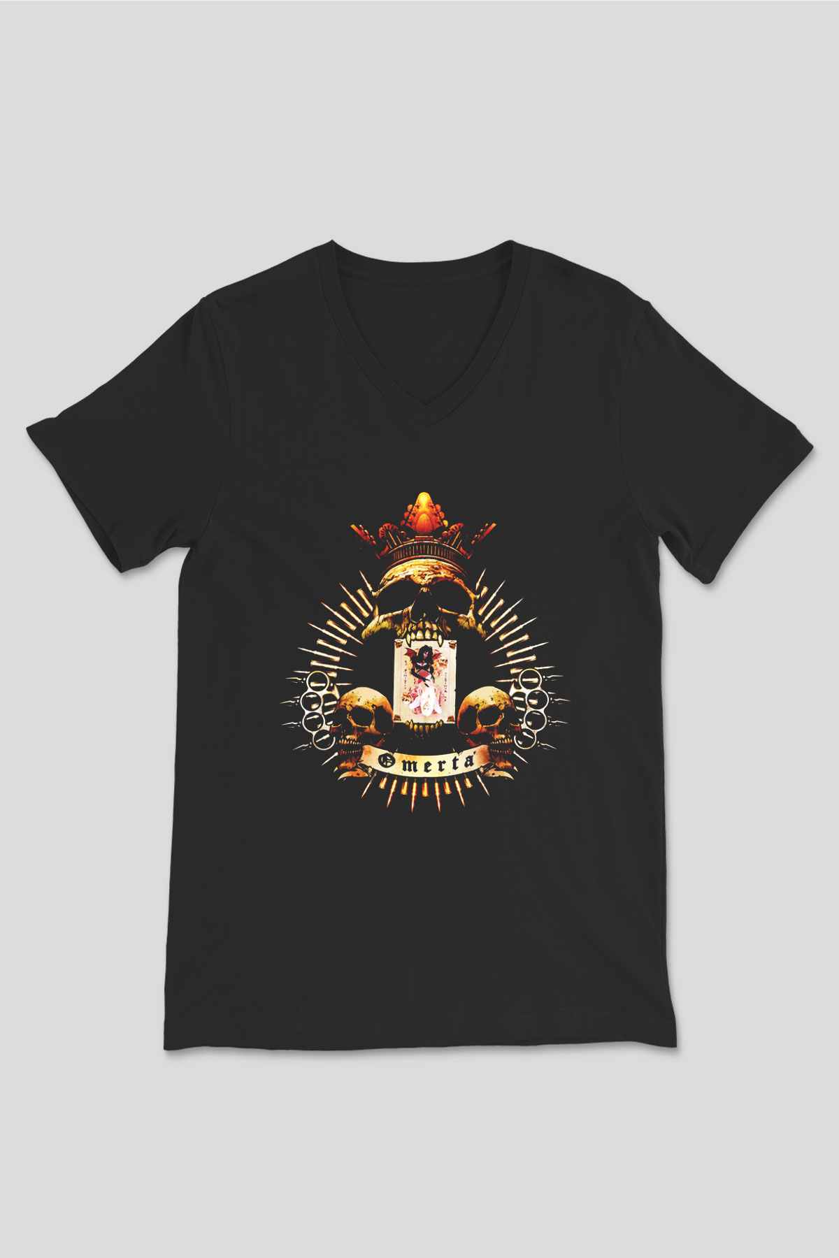 Adrenaline Mob Siyah Unisex V Yaka Tişört T-Shirt