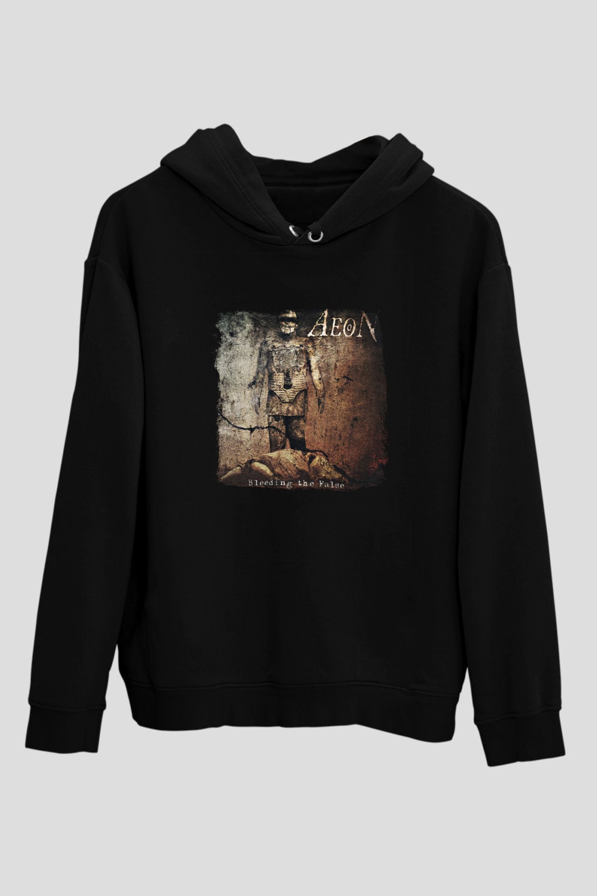 Aeon Baskılı Unisex Siyah Hoodie