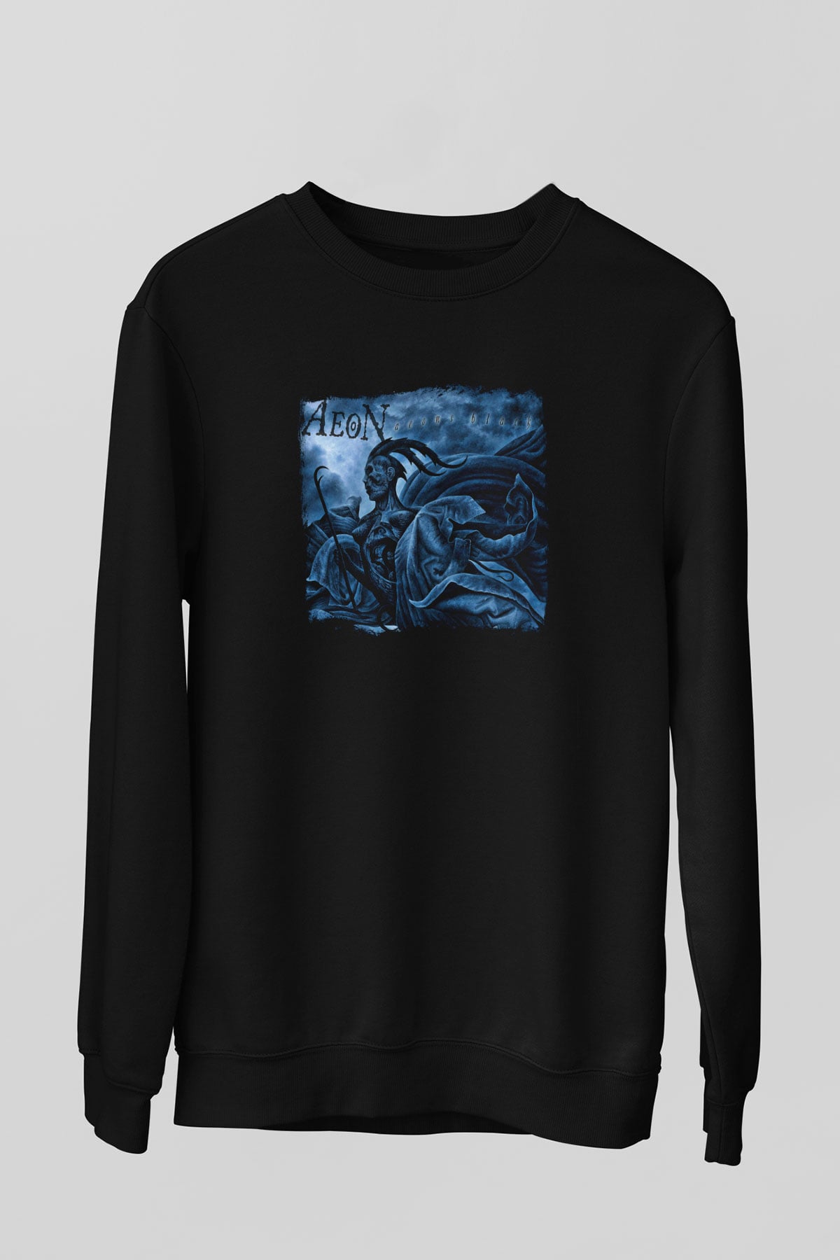 Aeon Baskılı Unisex Siyah Sweatshirt